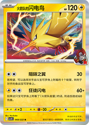 Team Rocket's Zapdos 068 Chasing Glory Together